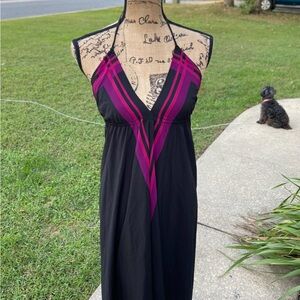 Elegant Black and Pink Halter Dress
